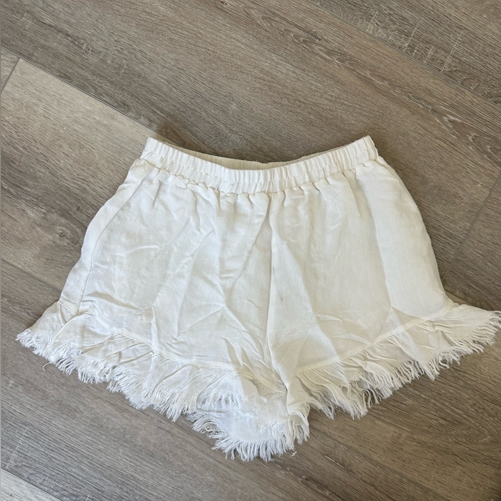 White linen shorts